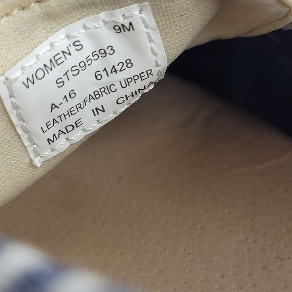 Sperry Blue White Nautical Preppy Classic Slip On Leather Boat Shoes Size 9 - Picture 6 of 7